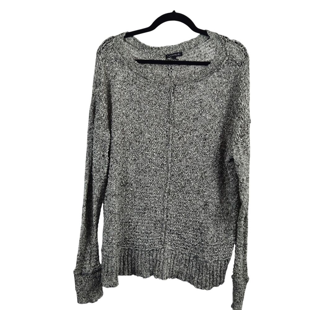 Eileen Fisher Open Knit Pullover Sweater Cotton Marled Long Sleeve Brown XL